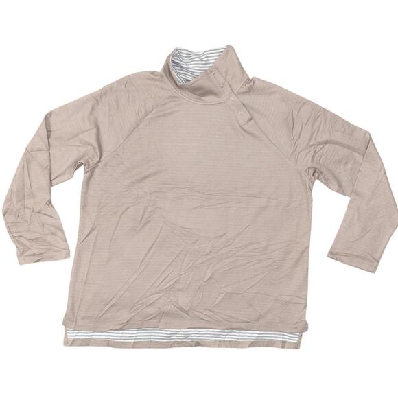 Weekends by Chico's Beige Cotton Blend Pullover High Neck Solid Size 3 - Picture 1 of 7